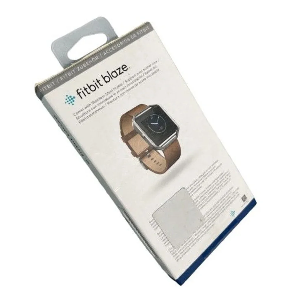 Fitbit Blaze Large Replacement Leather Slim Wrist Band & Frame Camel Brown OEM